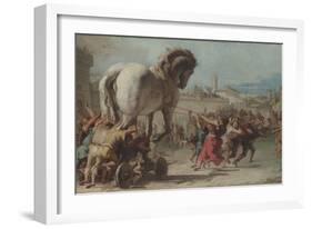 The Procession of the Trojan Horse into Troy, Ca 1760-Giandomenico Tiepolo-Framed Giclee Print