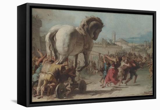The Procession of the Trojan Horse into Troy, Ca 1760-Giandomenico Tiepolo-Framed Stretched Canvas
