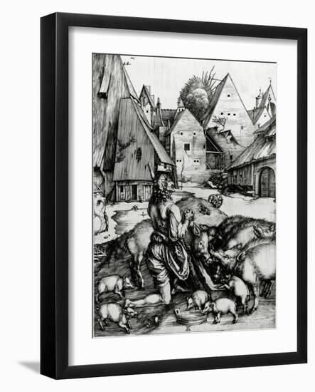 The Prodigal Son, 1496 (Engraving)-Albrecht Dürer-Framed Giclee Print