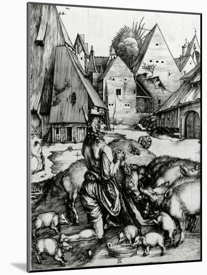 The Prodigal Son, 1496 (Engraving)-Albrecht Dürer-Mounted Giclee Print