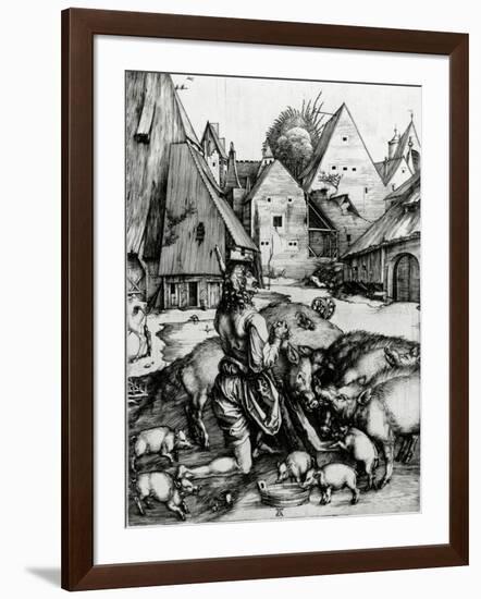 The Prodigal Son, 1496 (Engraving)-Albrecht Dürer-Framed Giclee Print