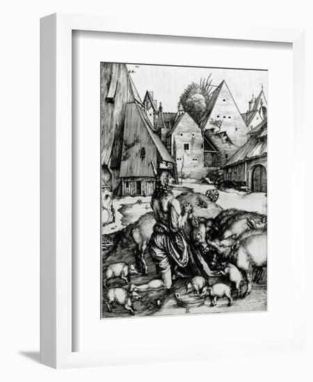 The Prodigal Son, 1496 (Engraving)-Albrecht Dürer-Framed Giclee Print
