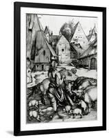 The Prodigal Son, 1496 (Engraving)-Albrecht Dürer-Framed Giclee Print