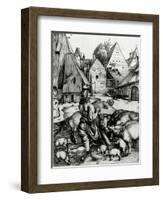 The Prodigal Son, 1496 (Engraving)-Albrecht Dürer-Framed Premium Giclee Print