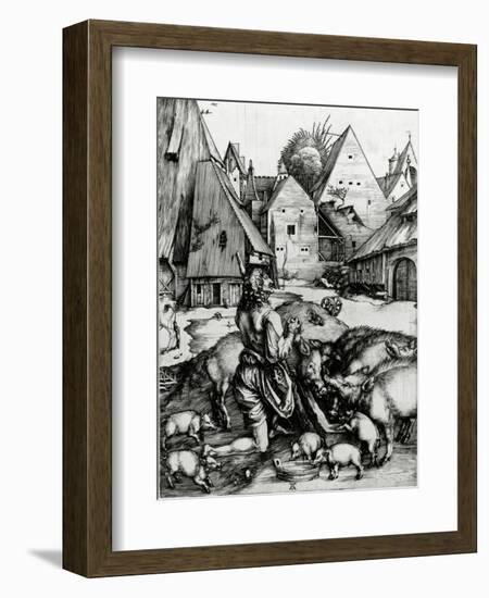 The Prodigal Son, 1496 (Engraving)-Albrecht Dürer-Framed Premium Giclee Print