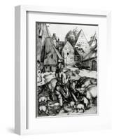 The Prodigal Son, 1496 (Engraving)-Albrecht Dürer-Framed Premium Giclee Print