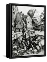 The Prodigal Son, 1496 (Engraving)-Albrecht Dürer-Framed Stretched Canvas