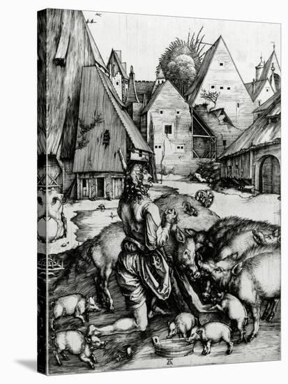 The Prodigal Son, 1496 (Engraving)-Albrecht Dürer-Stretched Canvas