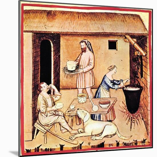 The Production of Cheese. a Miniature from Tacuinum Sanitatis, Second Half of 14th C-null-Mounted Giclee Print