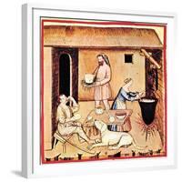 The Production of Cheese. a Miniature from Tacuinum Sanitatis, Second Half of 14th C-null-Framed Giclee Print