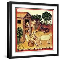 The Production of Cheese. a Miniature from Tacuinum Sanitatis, Second Half of 14th C-null-Framed Giclee Print