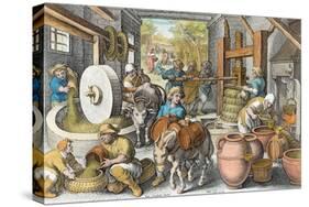 The Production of Olive Oil, Plate 13 from Nova Reperta-Jan van der Straet-Stretched Canvas