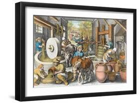 The Production of Olive Oil, Plate 13 from Nova Reperta-Jan van der Straet-Framed Giclee Print