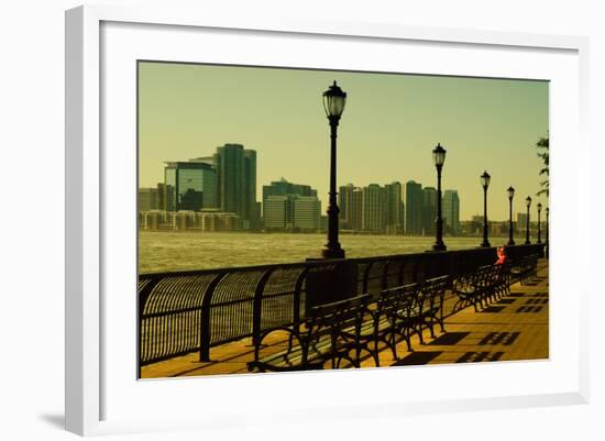 The Promenade in Lower Manhattan with New Jersey.-Sabine Jacobs-Framed Photographic Print