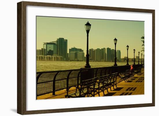 The Promenade in Lower Manhattan with New Jersey.-Sabine Jacobs-Framed Photographic Print