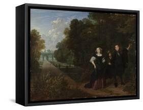 The Promenade (Oil on Copper)-Gonzales Coques-Framed Stretched Canvas