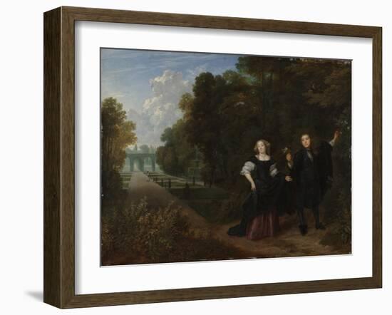 The Promenade (Oil on Copper)-Gonzales Coques-Framed Giclee Print