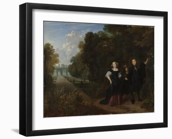 The Promenade (Oil on Copper)-Gonzales Coques-Framed Giclee Print