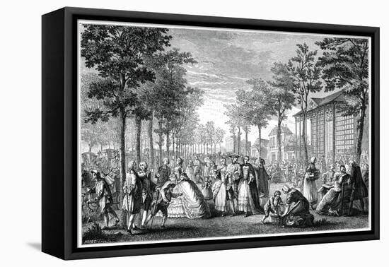 The Promenade, Paris-Augustin De Saint-aubin-Framed Stretched Canvas