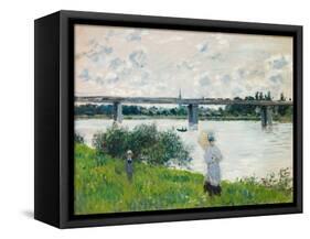 The Promenade with the Railroad Bridge, Argenteuil, 1874-Claude Monet-Framed Stretched Canvas