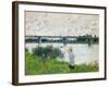 The Promenade with the Railroad Bridge, Argenteuil, 1874-Claude Monet-Framed Giclee Print