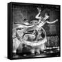 The Prometheus Statue with Snow by Night at Rockefeller Center in New York-Philippe Hugonnard-Framed Stretched Canvas