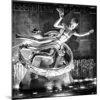 The Prometheus Statue with Snow by Night at Rockefeller Center in New York-Philippe Hugonnard-Mounted Premium Photographic Print