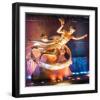 The Prometheus Statue with Snow by Night at Rockefeller Center in New York-Philippe Hugonnard-Framed Photographic Print