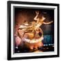 The Prometheus Statue with Snow by Night at Rockefeller Center in New York-Philippe Hugonnard-Framed Photographic Print