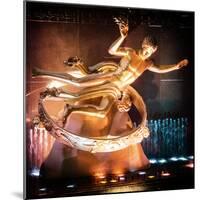 The Prometheus Statue with Snow by Night at Rockefeller Center in New York-Philippe Hugonnard-Mounted Photographic Print