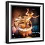 The Prometheus Statue with Snow by Night at Rockefeller Center in New York-Philippe Hugonnard-Framed Premium Photographic Print