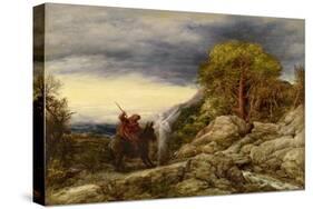 The Prophet Balaam and the Angel, 1859 (Oil on Paper, Laid down on Canvas)-John Linnell-Stretched Canvas