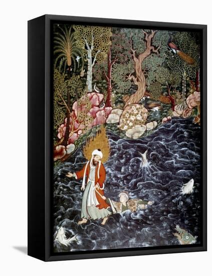 The Prophet Elijah Rescuing Prince Nur Ad-Dahr, 1562-1577-Mir Sayyid Ali-Framed Stretched Canvas