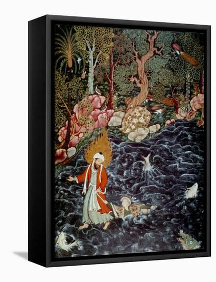 The Prophet Elijah Rescuing Prince Nur Ad-Dahr (From the Hamzanam), 1562-1577-Mir Sayyid Ali-Framed Stretched Canvas