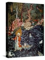 The Prophet Elijah Rescuing Prince Nur Ad-Dahr (From the Hamzanam), 1562-1577-Mir Sayyid Ali-Stretched Canvas