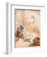 The Prophet Jonah Before the Walls of Nineveh-Rembrandt van Rijn-Framed Giclee Print