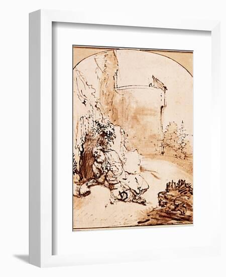 The Prophet Jonah Before the Walls of Nineveh-Rembrandt van Rijn-Framed Giclee Print