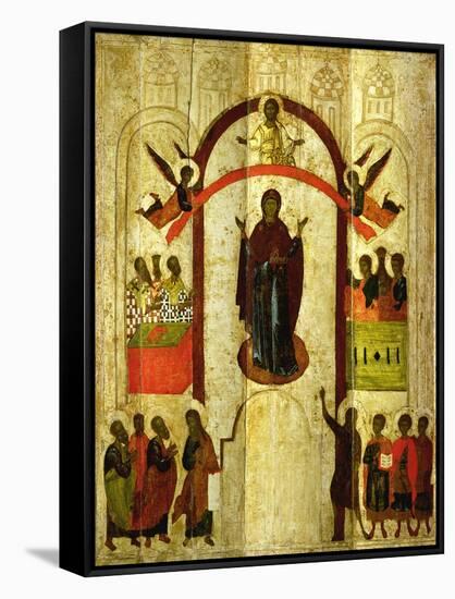 The Protection of the Theotokos (Mother of God) Russian Icon from the Zverin Monastery-null-Framed Stretched Canvas