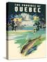 The Province of Québec - Trout Fishing, Vintage Travel Poster, 1930-Pacifica Island Art-Stretched Canvas