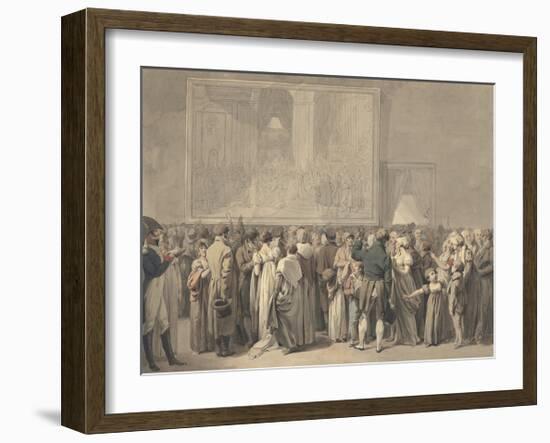 The Public in the Salon of the Louvre, Viewing the Painting of the "Sacre"-Louis Leopold Boilly-Framed Premium Giclee Print