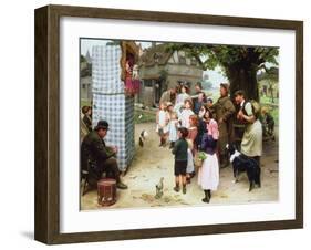 The Punch and Judy Show, 1912 (Oil on Canvas)-Arthur John Elsley-Framed Giclee Print