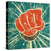 The Punch Fist of Red Color on a Vintage Background in Grunge Style-Verbena-Stretched Canvas