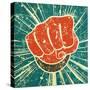 The Punch Fist of Red Color on a Vintage Background in Grunge Style-Verbena-Stretched Canvas