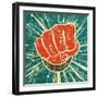 The Punch Fist of Red Color on a Vintage Background in Grunge Style-Verbena-Framed Art Print