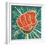 The Punch Fist of Red Color on a Vintage Background in Grunge Style-Verbena-Framed Art Print