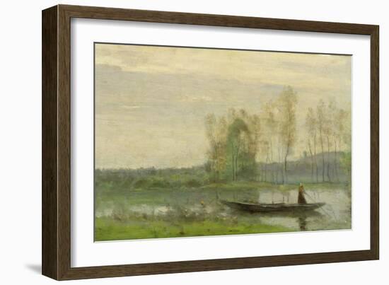 The Punt, 1870-Jean-Baptiste-Camille Corot-Framed Giclee Print