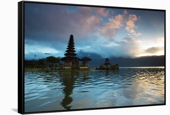 The Pura Ulun Danu Bratan Temple at Sunrise-Alex Saberi-Framed Stretched Canvas