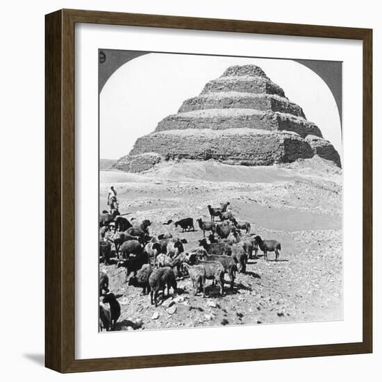 The Pyramid of Sakkarah, Egypt, 1905-Underwood & Underwood-Framed Photographic Print