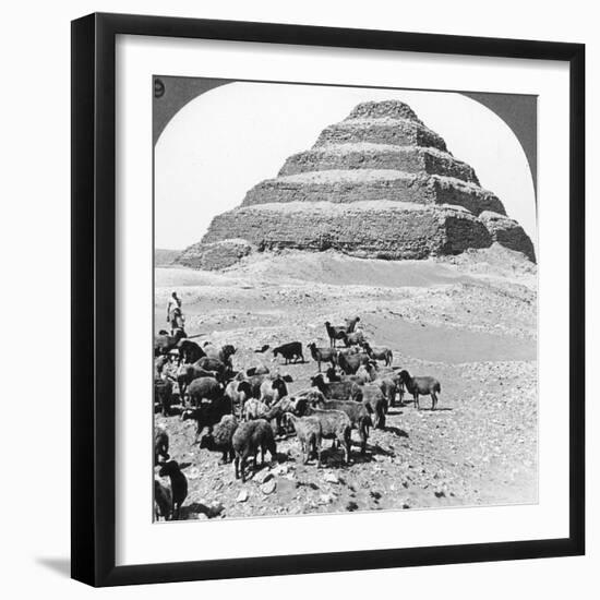 The Pyramid of Sakkarah, Egypt, 1905-Underwood & Underwood-Framed Photographic Print