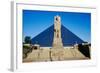 The Pyramid Sports Arena in Memphis, TN with statue of Ramses at entrance-null-Framed Photographic Print